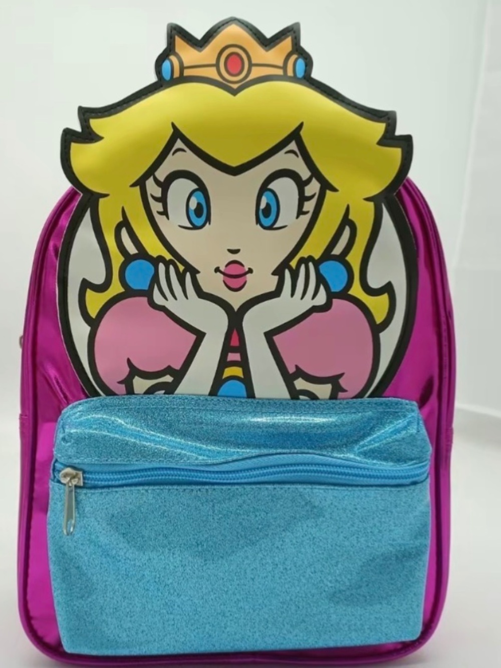 NWT Bioworld Nintendo Super Mario Princess Peach Pink Metallic Glitter Mini Back